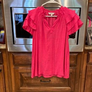 Nannette Pink Flutter Sleeve Blouse